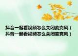 抖音一起看视频怎么关闭麦克风（抖音一起看视频怎么关闭麦克风）