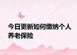今日更新如何缴纳个人养老保险