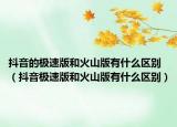 抖音的极速版和火山版有什么区别（抖音极速版和火山版有什么区别）