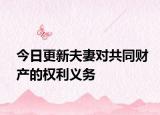 今日更新夫妻对共同财产的权利义务