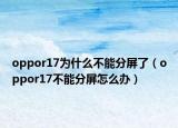 oppor17为什么不能分屏了（oppor17不能分屏怎么办）