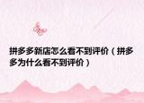 拼多多新店怎么看不到评价（拼多多为什么看不到评价）