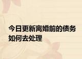 今日更新离婚前的债务如何去处理