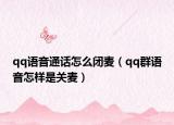 qq语音通话怎么闭麦（qq群语音怎样是关麦）
