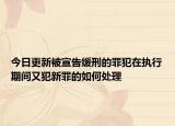 今日更新被宣告缓刑的罪犯在执行期间又犯新罪的如何处理
