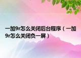 一加9r怎么关闭后台程序（一加9r怎么关闭负一屏）