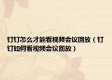 钉钉怎么才能看视频会议回放（钉钉如何看视频会议回放）