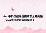 vivo手机微信通话视频怎么开美颜（vivo手机设置美颜视频）