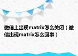 微信上出现matrix怎么关闭（微信出现matrix怎么回事）