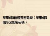 苹果6微信设置密码锁（苹果6微信怎么加密码锁）