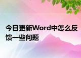 今日更新Word中怎么反馈一些问题