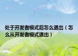 处于开发者模式后怎么退出（怎么从开发者模式退出）