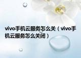 vivo手机云服务怎么关（vivo手机云服务怎么关闭）