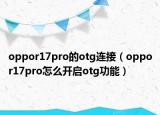 oppor17pro的otg连接（oppor17pro怎么开启otg功能）