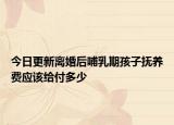 今日更新离婚后哺乳期孩子抚养费应该给付多少
