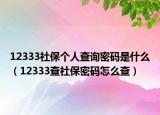 12333社保个人查询密码是什么（12333查社保密码怎么查）
