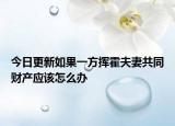 今日更新如果一方挥霍夫妻共同财产应该怎么办