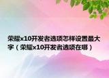 荣耀x10开发者选项怎样设置最大字（荣耀x10开发者选项在哪）