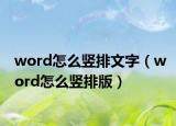 word怎么竖排文字（word怎么竖排版）