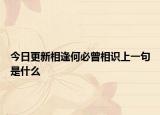 今日更新相逢何必曾相识上一句是什么