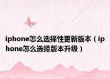 iphone怎么选择性更新版本（iphone怎么选择版本升级）