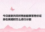 今日更新共同所有的股票等有价证券在离婚时怎么进行分割