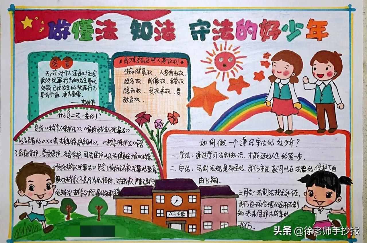 一组法制教育及宪法主题手抄报