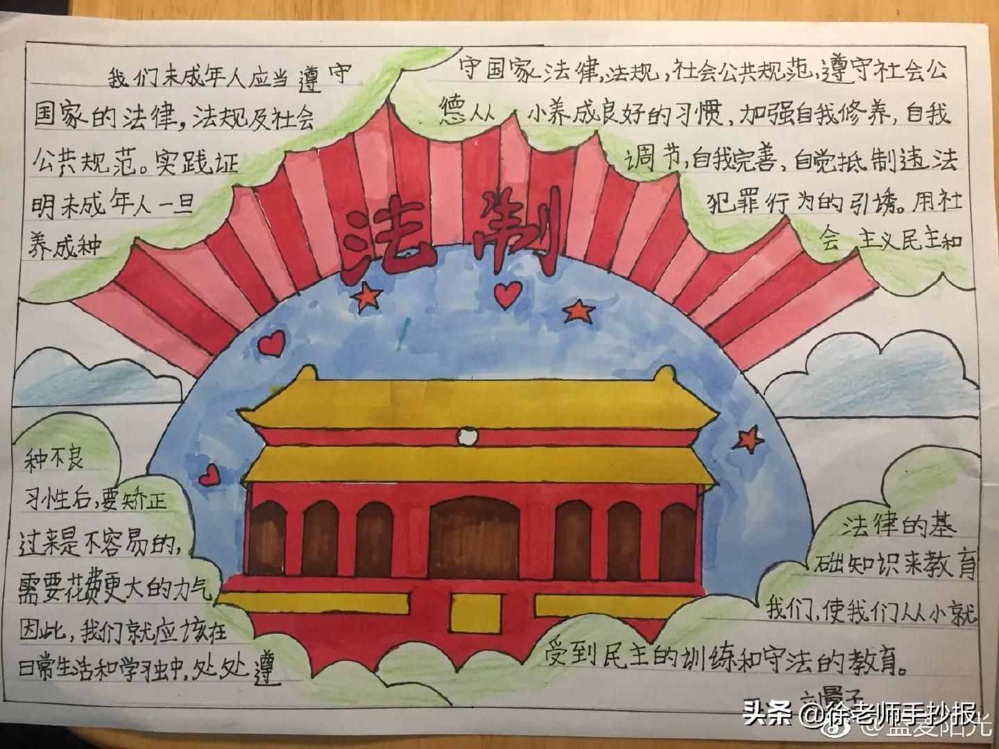 一组法制教育及宪法主题手抄报
