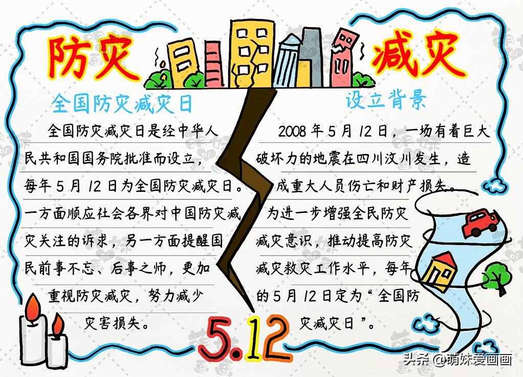 防灾减灾，人人参与！学画简单又好看的512防灾减灾主题手抄报