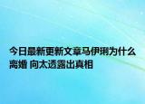 今日最新更新文章马伊琍为什么离婚 向太透露出真相
