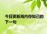 今日更新海内存知己的下一句