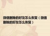 微信删除的好友怎么恢复（微信删除的好友怎么恢复）