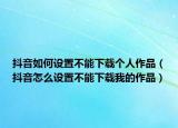 抖音如何设置不能下载个人作品（抖音怎么设置不能下载我的作品）