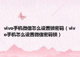vivo手机微信怎么设置锁密码（vivo手机怎么设置微信密码锁）