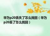 华为p20丢失了怎么找回（华为p20丢了怎么找回）