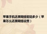 苹果手机还原网络密码多少（苹果怎么还原网络设置）