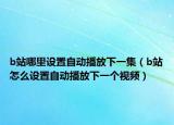 b站哪里设置自动播放下一集（b站怎么设置自动播放下一个视频）