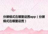 分屏模式在哪里设置app（分屏模式在哪里设置）