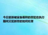 今日更新被宣告假释的罪犯在执行期间又犯新罪的如何处理
