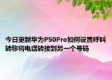 今日更新华为P50Pro如何设置呼叫转移将电话转接到另一个号码