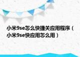 小米9se怎么快捷关应用程序（小米9se快应用怎么用）