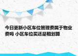 今日更新小区车位管理费属于物业费吗 小区车位买还是租划算