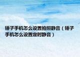 锤子手机怎么设置拍照静音（锤子手机怎么设置定时静音）