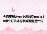今日更新vivox60和华为mate40哪个好具体的参数区别是什么
