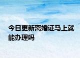 今日更新离婚证马上就能办理吗