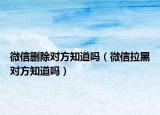 微信删除对方知道吗（微信拉黑对方知道吗）