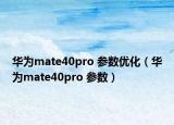 华为mate40pro 参数优化（华为mate40pro 参数）