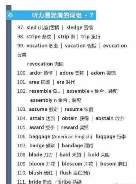 英语四六级听力高频词，备考四六级的同学可以收藏一下