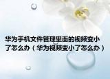 华为手机文件管理里面的视频变小了怎么办（华为视频变小了怎么办）