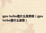gpu turbo是什么意思呢（gpu turbo是什么意思）